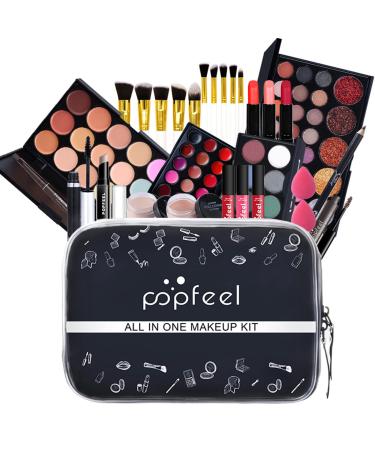 FantasyDay All-in-one Makeup Set Gift Surprise | Full Makeup Kit for Women Multipurpose Essential Starter Bundle Include Eyeshadow Palette Lipstick Blush Concealer Face Powder Eyeliner Mascara Brush kit003B