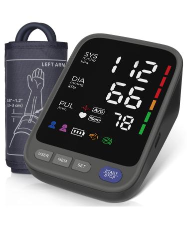 Blood Pressure Machine, Automatic Digital Upper Arm Blood Pressure Monitor with Adjustable Large Cuff, Irregular Heartbeat & Hypertension Detector - LED Backlit Display 2 Users 240 Sets Memory Black