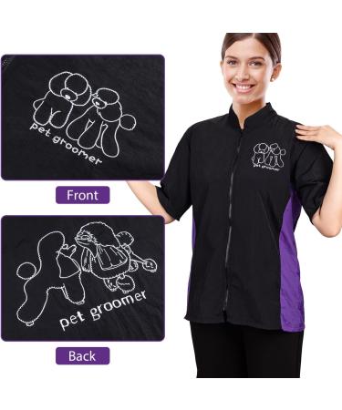 Shop XL Antistatic Pet Cosmetics Coat - No Lifting Short-Sleeved Work Clothing for Animal Keepers | Dog Tissue Jacket for Men & Women - Schwarz & Purple Patchwork - Buy Online on GoSupps.com