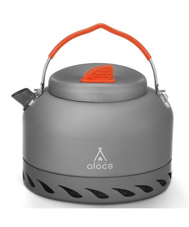 Alocs 1.3L Camping Kettle with Heat Exchanger Aluminum Portable Camping Tea Kettle Compact Outdoor Hiking Picnic Camping Water Kettle Lightweight Teapot Coffee Pot
