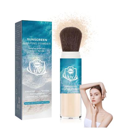 Mineral Face Sunscreen Setting Powder Lasting Oil Control Lightweight Powder Sunscreen with SPF50+ Loose Waterproof Brush on Sunscreen Powder for All Skin Types