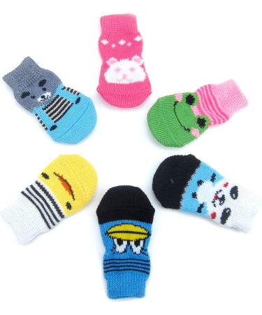 Alfie Pet Mason 6 Set of 4 Pink Anti-Slip Cotton Knit Socks - Size Medium - Buy Online on GoSupps.com