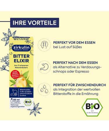 Circular Bitter Elixir | Bio Bitter Drops 50ml | Vegan Sugar-Free | Hildegard von Bingen | Herbal Extract from 11 Herbs | 1 800 Drops | Shop Now - Buy Online on GoSupps.com