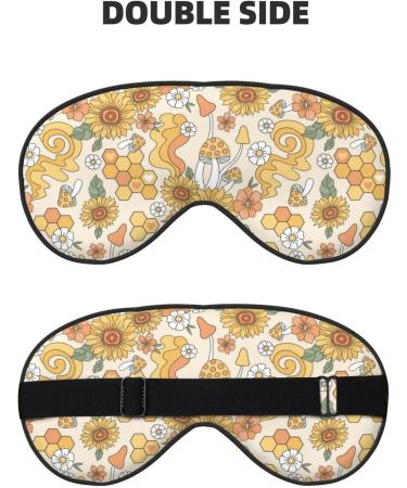 Groovy Hippie Flower Mushrooms Sleep Mask | Adjustable Double-Sided Eye Cover for Comfort & Eye Edema Relief - Buy Online on GoSupps.com