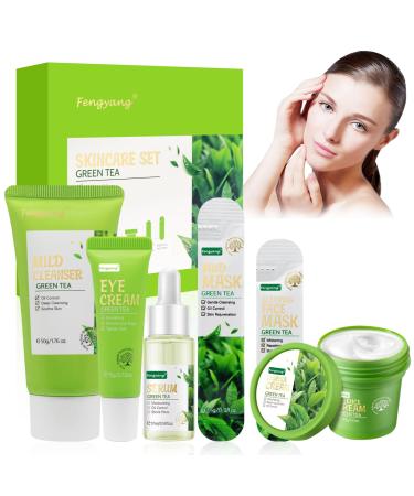 Fengyang® 6-in-1 Skincare Set, Tea Tree Skin Care Set, Tea Skin Care Gift Set, Green Tea Skin Care