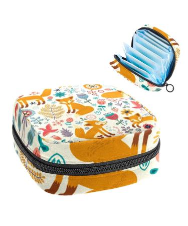 Women's bonds storage pockets Stillpad holder cute orange fox flower bird portable period kit bag feminine product bag for women girls color4