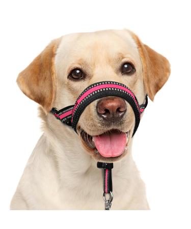 Soft dog half padded no pulling dog training nostrils with a safety member for medium-sized and large dogs adjustable muzzle line easy control for walks with the pink l (snout 9.5 "-14")