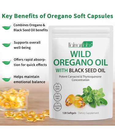 Oil of Oregano with Black Seed Oil Organic Oregano Oil Softgels Oregano Oil Capsules Organic Non-GMO Gluten Free 120 1 Count (Pack of 120) - Buy Online on GoSupps.com