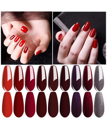 Vishine Gel Nail Polish Starter Kit - 48W LED Lamp Base & Top Coat 4 Red Shades | Perfect Nail Art - Buy Online on GoSupps.com