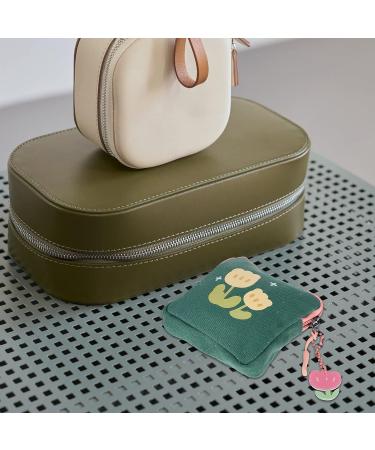 Healvian Flower Makeup Bag | Sanitary Napkin Storage & Menstrual Pad Holder | Portable Zipper Bag for Tampons & Coins | First Period Kit | Green Women's Makeup Bag - Buy Online on GoSupps.com