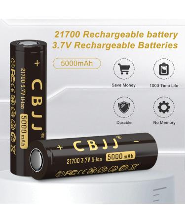 Buy 21700 Rechargeable Battery 3.7V 5000mAh Flat Top - Li-ion for Flashlights (2 Pack) | International Shipping Available - Buy Online on GoSupps.com