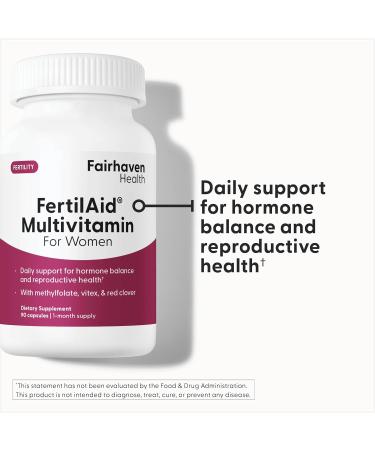 Fairhaven Health FertilAid for Women | Prenatal Vitamin Fertility Supplements - Support Cycle Regularity and Ovulation - 90 Capsules - Buy Online on GoSupps.com