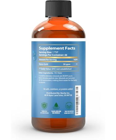 Nutrinoche Colloidal Gold - 30 PPM Mineral Supplement - 8 Fl Oz - Pack of 1 - Buy Online on GoSupps.com