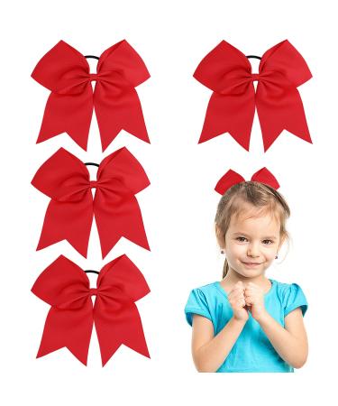 Molain large red grinding hair tie 4 pieces 20.3 cm ponytail braid braid cheerleader loop band hair styling accessories for toddlers girls women outfit uniform
