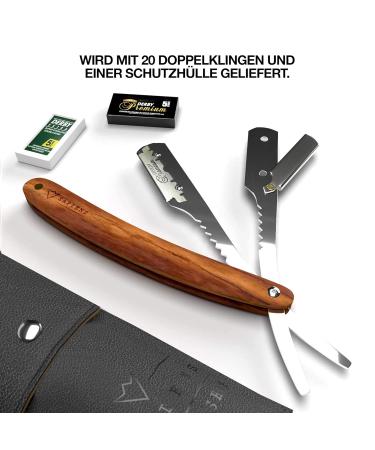 Sapiens Barbershop Razor for Men - Beard Razor + 20 Derby Blades & Carrying Bag - Wooden Handle Straight Razor Set (12 Pieces) - International Shipping Available - Buy Online on GoSupps.com