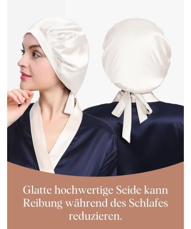 LilySilk 100% Pure Mulberry Silk Sleep Cap for Women - 19 Momme Natural Bonnet for Hair Care | Soft Silk Hair Wrap in Ivory - Buy Online on GoSupps.com