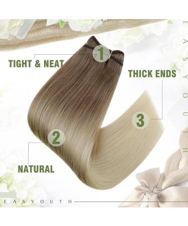 Easyouth Ombre Human Hair Sew in Extensions - Light Brown to Platinum Blonde Balayage - Double Weft 12 Inch 70g - #8/60 - Buy Online on GoSupps.com