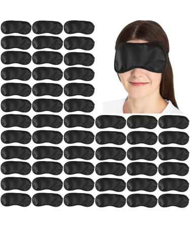 100PCS Sleep Masks Blindfold Eye Masks with Adjustable Strap for Women Men Eye Shade Cover for Travel Team Building Airplane (Black)