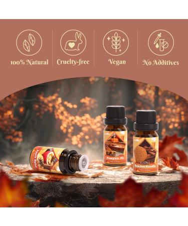 SNOWSEN Autumn Set of 6 Premium Fragrance Oils - Apple Spice Pumpkin Pie Pine Cinnamon Vanilla Snickerdoodle - Fragrance Oils for Diffuser Candle & Soap Making 6x10ML - Buy Online on GoSupps.com