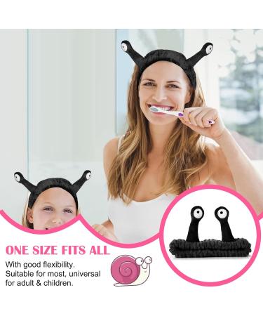 Plush Snail Headband Black Face Wash Spa Headband Makeup Cute Coral Fleece Elastic Headband Cartoon Hair Accessories for Women Girls Washing Face Skincare - Buy Online on GoSupps.com
