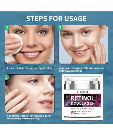 Retinol Cream for Face Anti Aging: Wrinkle Cream for Face Neck with Collagen Hyaluronic Acid - Night Moisturizer for Men Women - Facial Skin Care(1.7FL.Oz) - Buy Online on GoSupps.com