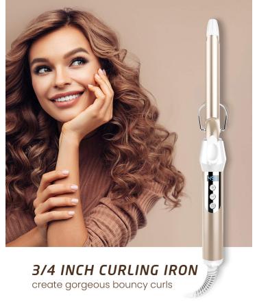 Hoson 3/4 Inch Curling Iron for Short Hair - Long Barrel Ceramic Hair Curler for Women with Gloves - Dual Voltage - Gold 0.75 Inch - Buy Online on GoSupps.com