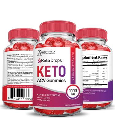 Justified Laboratories Keto Drops Keto ACV Gummies Advanced Formula 1000MG Keto Drops Keto Gummies Apple Cider Vinegar Formulated with Pomegranate Beet Juice Powder B12 Vegan Non GMO 60 Gummys 60 Count (Pack of 1) - Buy Online on GoSupps.com