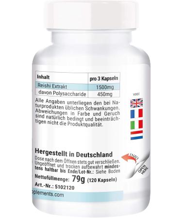 ViVe Supplements Reishi Extract 500mg 120 Capsules Ganoderma Lucidum HIGH DOSE VEGAN Made in Germany - Buy Online on GoSupps.com