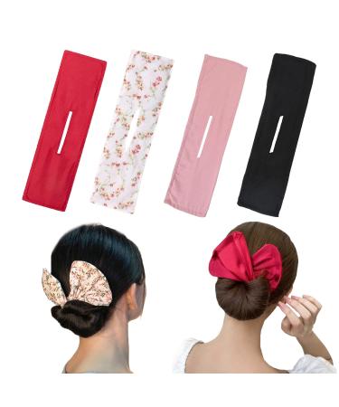 Qazuwa Magic Hair node French Twist hairstyle 4 pieces magic hair bun maker ench donut hair dutt maker bun donut hair dutt for thick or long hair (red black pink white)) - Buy Online on GoSupps.com