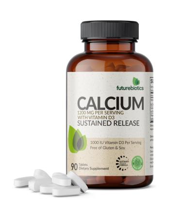 Futurebiotics Calcium 1200 MG Per Serving Sustained Release with Vitamin D3 1000 IU Per Serving Non-GMO 90 Vegetarian Tablets 90 Count (Pack of 1)