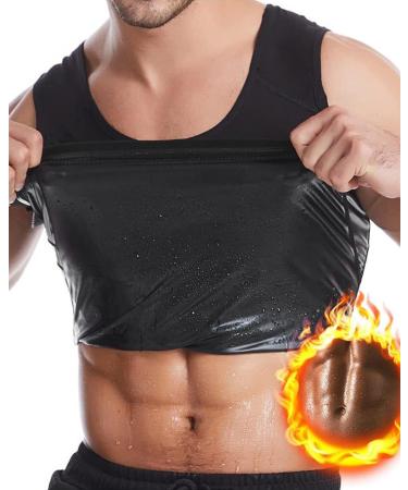 Men Losing waves sweat sauna shirt men body shaper sauna vest sport gym tank tank top carrier shirt compression shirt sleeveless t-shirts l black-1