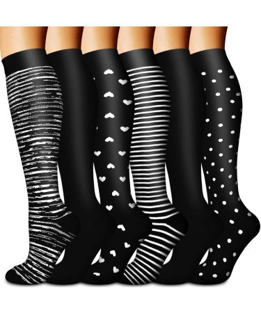 Copper Compression Socks for Women & Men (6 pairs) - Best Support for Nurses, Running, Hiking, Recovery & Flight Socks 02 Black 6 Pairs Large-X-Large