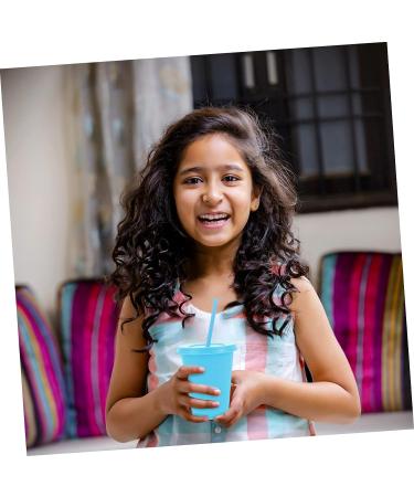 Luxshiny Kids Plastic Sippy Cup - Clear Water Bottle with Straw for Sports, Iced Coffee, and Milk - BPA-Free Children's Drinking Bottle - Blue - 12X10.2CM - Buy Online on GoSupps.com
