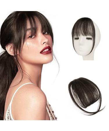 Sofeiyan pony clip in 100% remy real hair fringe bangs human hair clip in pony fringe extensions natural bangs with temple hair parts real hair hair extension for women wispy bangs dark brown