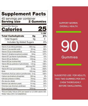 Nature's Key Women's Strawberry Flavored Multivitamin Gummies 90 Count Immune Support 18 Essential Vitamins Niacin Pantothenic Acid Biotin Calcium & Folic Acid - Buy Online on GoSupps.com