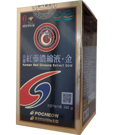 Pocheon 240g 100% Pure Korean 6-Year Root Panax Red Ginseng Extract Gold - Top Ginsenoside Saponin Herbal Supplement for Natural Immune Support | 8.5oz - Buy Online on GoSupps.com
