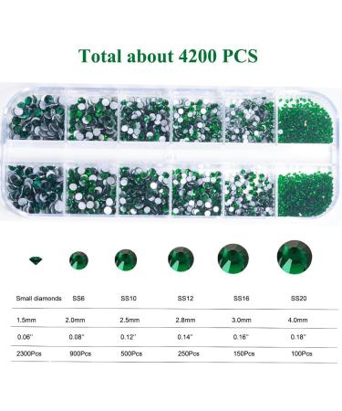 4200 Stk Emerald Green Rhinestones SS6-SS20 | Flatback K9 Glass Nail Art Makeup & DIY Crafts Charms - Buy Online on GoSupps.com