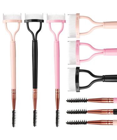3 Pcs Eyelash Separator Comb with Spoolie Dual Head Arc Designed Mascara Comb Eyelash Separator Tool with Mascara Shield Mascara Brush for Eyelash Extensions Women Girls