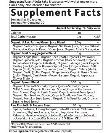 Garden of Life RAW Perfect Food Green Superfood - 240 Vegan Juiced Greens Capsules - Buy Online on GoSupps.com