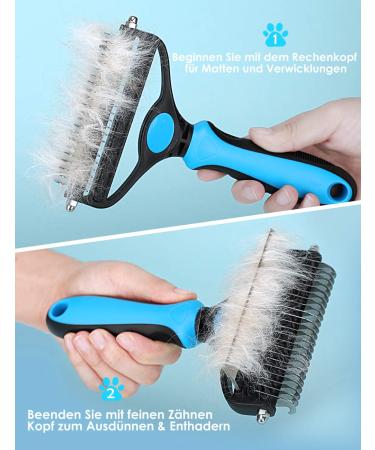 Malsipree 2-in-1 Dog & Cat Brush for Long/Short Hair - Pet Fur Care & Knot Prevention - Gro Blau - Buy Online on GoSupps.com