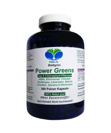 Power green top 8 chlorophyll plants 360 powder capsules natural pure not high dose no extract without additives without fillers.26333
