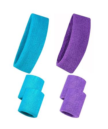 Belerry 6 pieces of welding bands for men and women including 2 pieces of sports foreheads and 4 pieces of bracelets welding tapes blue and purple