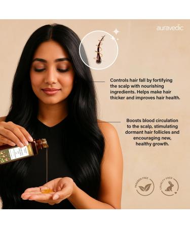 Auravedic Hair Fall Control Oil with Amla & Bhringraj | Nourishing Hair Oil for Stronger Fuller-Looking Hair | Helps Reduce Breakage Strengthen Roots & Support a Healthy Scalp | 3.38 Fl Oz (100ml) - Buy Online on GoSupps.com