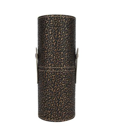 Qkiss Portable PU Leather Makeup Brush Cup Tube Holder Travel Cosmetic Container Tool(Bronze)