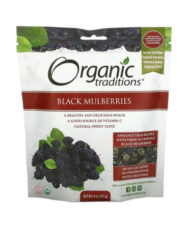 Organic Traditions Black Mulberries 8 oz (227 g)