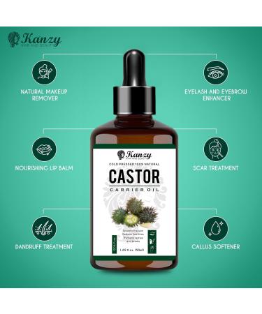 Kanzy castor oil organic cold -pressed 100% Organic Castor Oil for Hair Growth Of course castor hair hair nails eyelashes eyebrows 50 ml (1 -pack)  - Buy Online on GoSupps.com