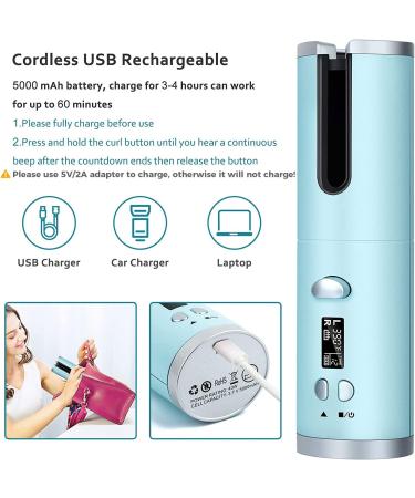 Unbound Cordless Automatic Hair Curler - Wireless Auto Curling Iron, Portable USB Rechargeable, Fast Heating for Long Hair in Blue - Buy Online on GoSupps.com