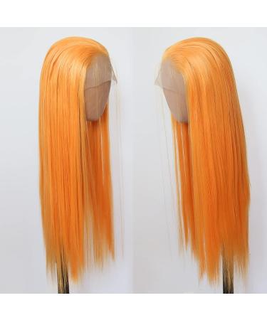 Orange Lace Front Wig - Long Straight Synthetic Hair for Black Women - Heat Resistant Fiber - Cosplay and Daily Wear - Buy Online on GoSupps.com