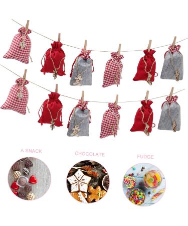 KONTONTY 1 Set Christmas Calendar Bag Christmas Cloth Bags Diy Advent Calendar Bags Xmas Drawstring Bags - Buy Online on GoSupps.com