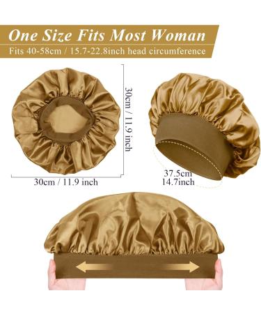 Satin Silk Bonnet Set for Curly Hair - 2pcs Black Gold Sleep Caps for Women - Buy Online on GoSupps.com